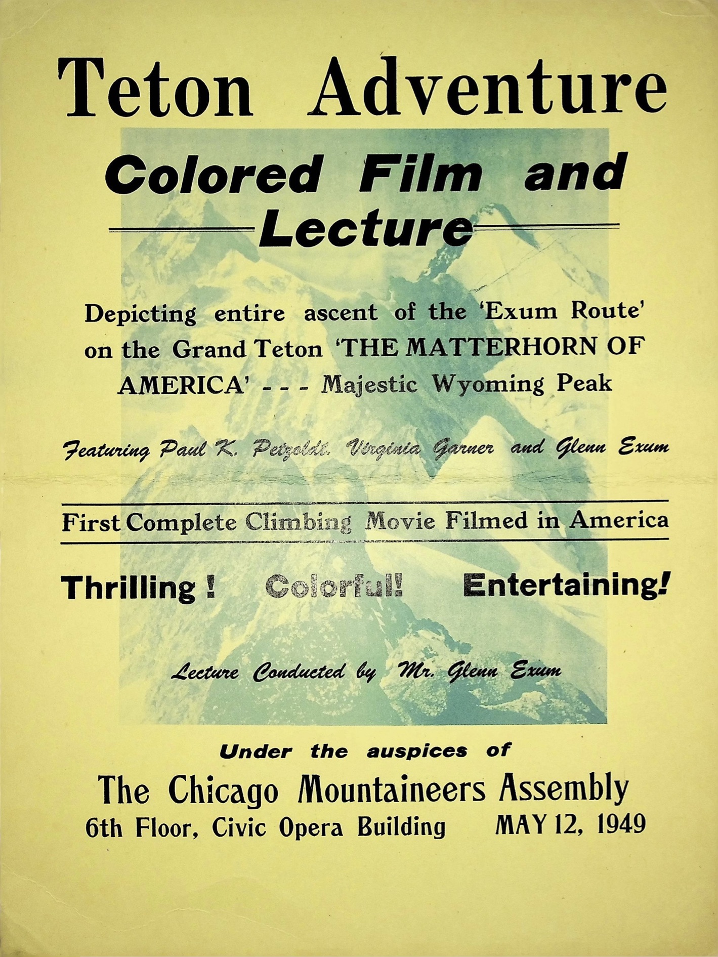 Flyer for a Showing of the Film and a Lecture by Glenn Exum